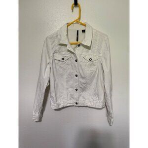 Skye's The Limit Jacket White Denim Button Front Womans S